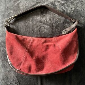 Red Suede Hobo Bag by Anne Klein